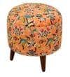 Elodie Solid Wood  Ottomon in  Orange Colour