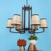 Eliante Chandelier 6-Light Mild Steel With Fabric Shade Modern Hanging Ceiling Light