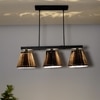 Adeline 3 Light Ceiling Pendant in Black Metal With Black Cotton Shade