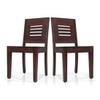 Kerry Solid Wood Dining Chair in Teak Finish & Wheat Brown Colour - Set of 2