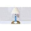 Asaga Handmade & Handpainted Blue& white Rope shape Wooden Table lamp with Hanpainted Floral design on Cotton Beige shade