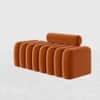 Wooden Twist Veylo Modern Line Design Bench with Round Back Pillow in Orange Colour