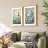 Peacock Set of 2 Framed Posters Vastu Feng Shui Wall Art 45x60 cm