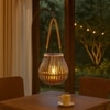 Luxe Home Hanging Bamboo Lantern with Handle or Glass Jar-2023-269- Cocoa (23x22x22 cm)