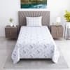 White Floral Cotton 400 Tc Flat Single Bed Sizesheet With 1 Pillow Cover
