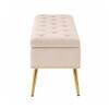 Doe Buck Velvet Tufted Storage Bench in Beige Colour with Gold Legs