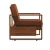 Moreno 1 Seater Solid Wood Sofa in Amber Walnut Finish and Terracotta Stripe Fabric