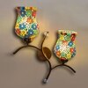 Devansh Metal Electric Wall Light in Gold Colour with Multi Shade Count of 2 Lights