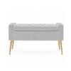 Doe Buck Upholstered Storage Bench in Grey Colour with Gold Legs