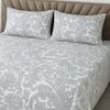 White Color Floral 400 TC Cotton Flat Super King Bed Size Bedsheet With 2 Pilllow Covers  Threads