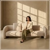 Urbanopulence  Wood 3 Seater With Upholstery Non Storage Sofa In White Colour