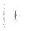 Balts Twin Wall Light In Brass Finish With Opal Glass Globe Shades