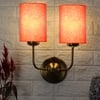 Devansh Metal Electric Wall Light in Gold Colour with Orange Shade Count of 2 Lights