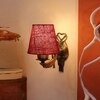 Devansh Metal Electric Wall Light in Antique Gold Colour with Maroon Shade Count of 1 Light
