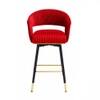 Doe Buck Mixoy Velvet Bar Stool in Emerald Red Colour with Gold Accents