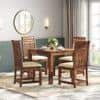 Diego Dining Chair In Teak Finish & Macadamia Brown Colour