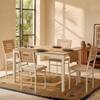 Holven 4 Seater Rectangular Dining Table Set with Chair European oak & white