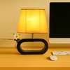 Devansh Yellow Cotton Table Lamp With  Wood Black Base -6