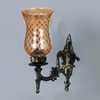 Devansh Metal Electric Wall Light in Antique gold Colour with Lavender Shade Count of 1 Light