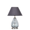 DECADE Blue Luster Glass and Metal Table Lamp With Black Cotton Shade