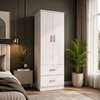 Ren 2 Door Engineered Wood Wardrobe in Silver Oak Finish