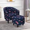 Valencia Accent Chair With Ottoman & Cushion - Blue & Pink