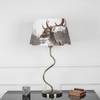 Lysandra Zigzag Table Lamp In Antique Brass Finish With Printed Cotton Shade