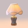 Devansh Off-White Vintage  Cotton Pleated Shade Lamp With Wood & Mosaic Glass Base For Decoration/Office/Home/Gifting/Study For Decoration/Office/Home/Gifting/Study