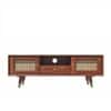 Anaya Solid Wood 2 Door Rattan Designed Tv Cabinet In Honey Ook Finish