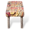 Asteria Solid Wood 2 Seater Bench Set With 2 Stools In Multi Colour Israel Print Kantha Fabric