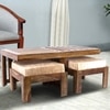 Irish Sheesham Wood 2 Seater Coffee Table Set In Teak Finish