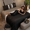 Stoa Paris 300TC UltrSatin Super King Bedsheet with 2 Pillow Covers Satin Super Grey Black