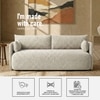 Cozychic Wood 3 Seater With Upholstery Non Storage Sofa In Beige Colour