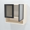 Aluminium Black Profile 2 Fluted Glass Handless Shutter With Space Organizer In Highland Pine Finish