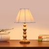 Devansh Off-White Cotton Vintage  Lamp With Wood Base (12X12X17)