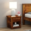 Happu Solid Wood Bedside Table in Honey Finish