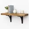 Devi Solid Wood Wall Rack in Mango Natural & Metal Black