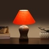 Devansh Conical Orange Cotton Shade Lamp With Wood & Mosaic Glass Base For Decoration/Office/Home/Gifting/Study For Decoration/Office/Home/Gifting/Study -(10X10X14.5) Inches -A