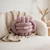 Knotty Combed Cotton Knitted Decorative Aubergine Knot Pillow 7 x 7 Inches