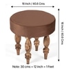Roswell Sheesham Wood   Round Stool in Taupe Brown Velvet Upholstery