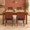 Globally Indian Shilpa Solid Sheesham Wood 4 Seater Dining Table Set 4 Chairs Navy Blue