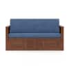 Bram 3 Seater Pull Out Sofa cum Bed In Honey Finish with Baltic Blue Colour