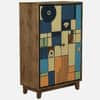 Olyn Mango Wood Handpainted Multicolour 2 Door Tall Cabinet In Natural Finish