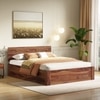 Kuba Solid Wood King Size Bed With Hydraulic Storage (Teak Finish)