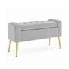 Doe Buck Upholstered Storage Bench in Grey Colour with Gold Legs