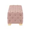 Doe Buck Velvet Tufted Bench in Pink Colour with Gold Base