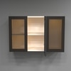 Aluminium Black Profile 3 Brown Tinted Glass Handless Shutters Wall Cabinet In Highland Pine Finish