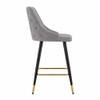 Doe Buck Upholstered Counter Height Bar Stool in Grey Colour with Gold Accents