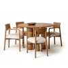 Andaman Solid Wood Four Seater Round Dining Table Set in Off White Colour