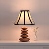 Devansh Multicolor Vintage Cotton Table Lamp With Wood Pebble Lamp (12X12X16.5) Inches -C